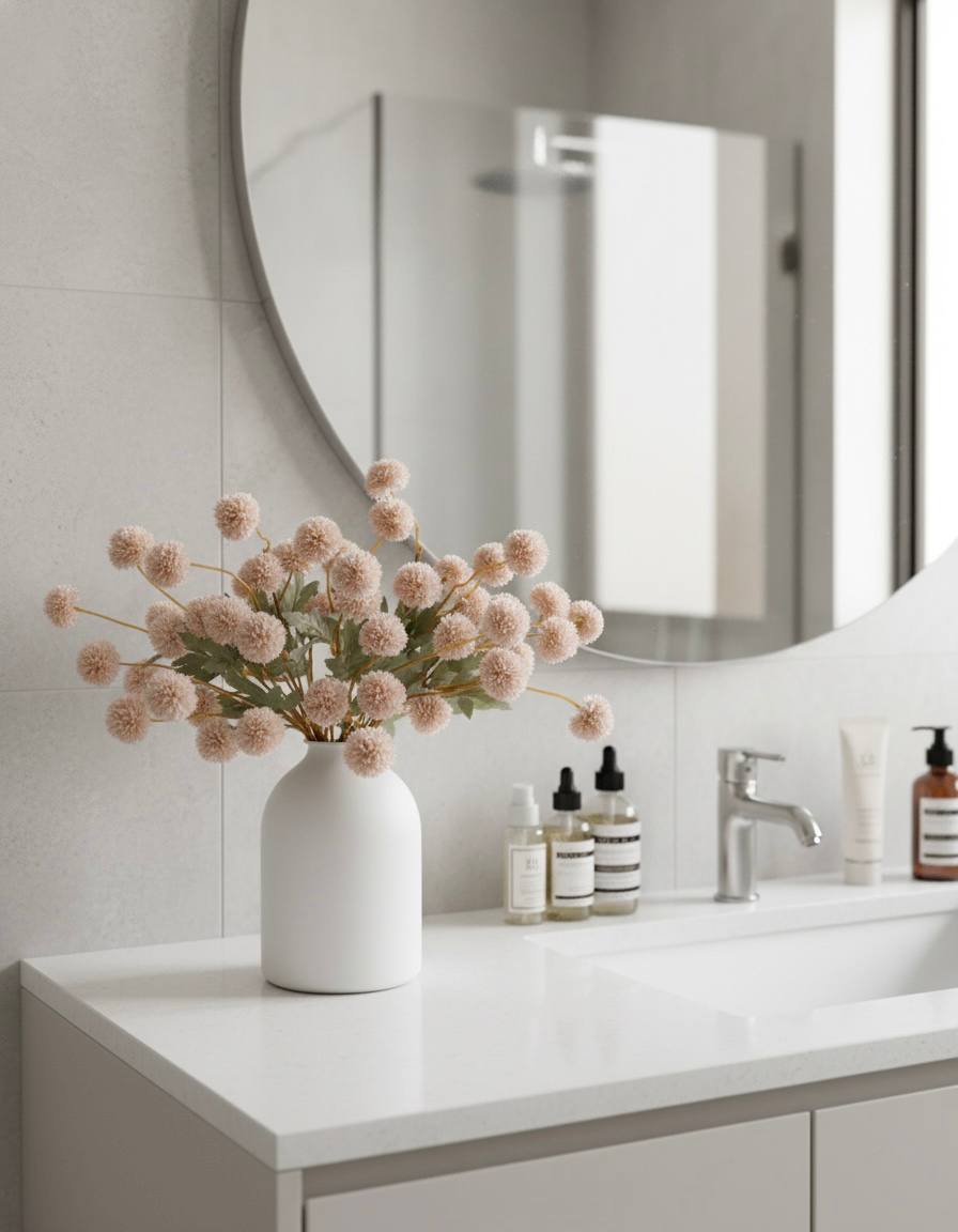 Künstliche Kiku-Blume - Creme (10 Stiele/50 Blüten)