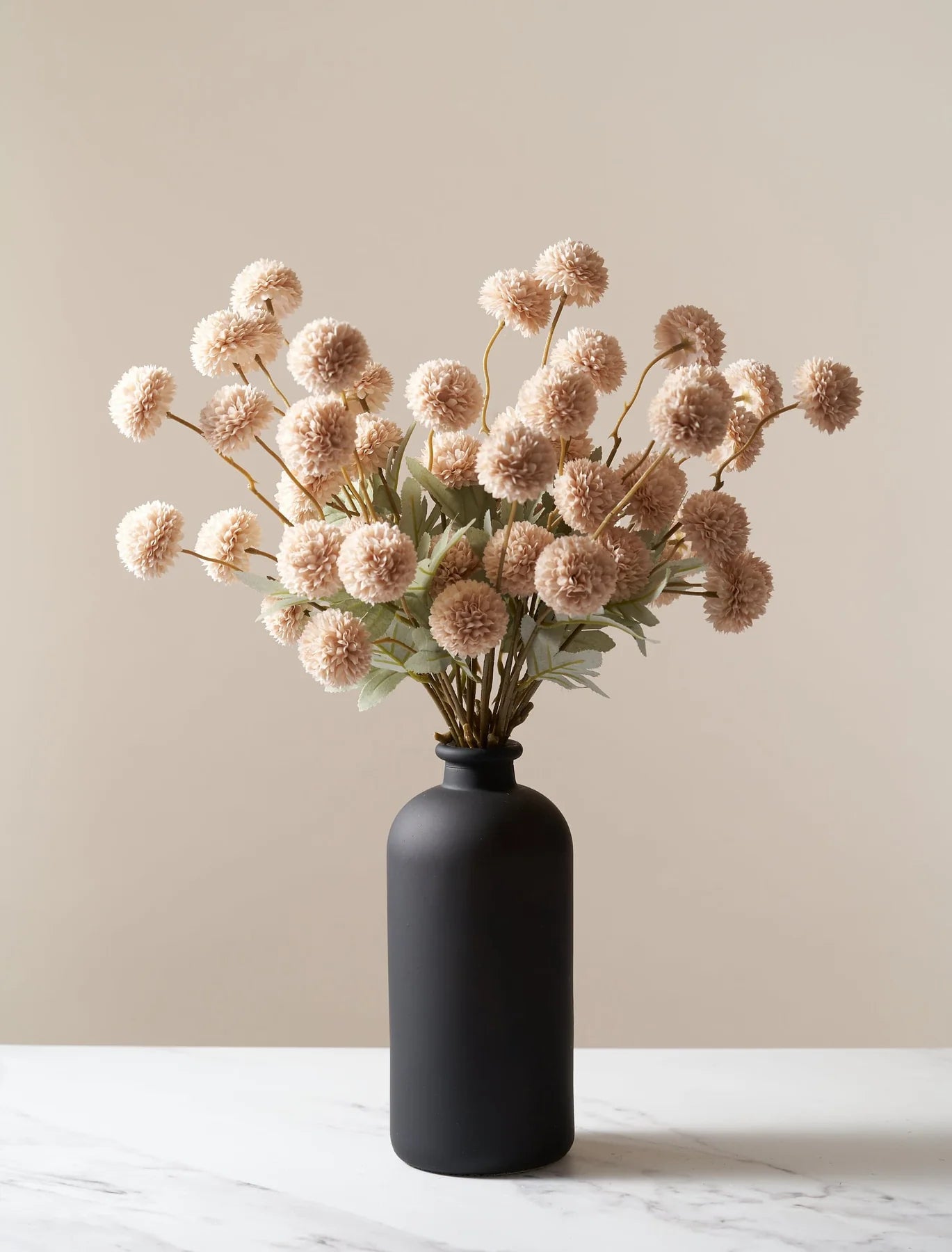 Künstliche Kiku-Blume - Creme (10 Stiele/50 Blüten)