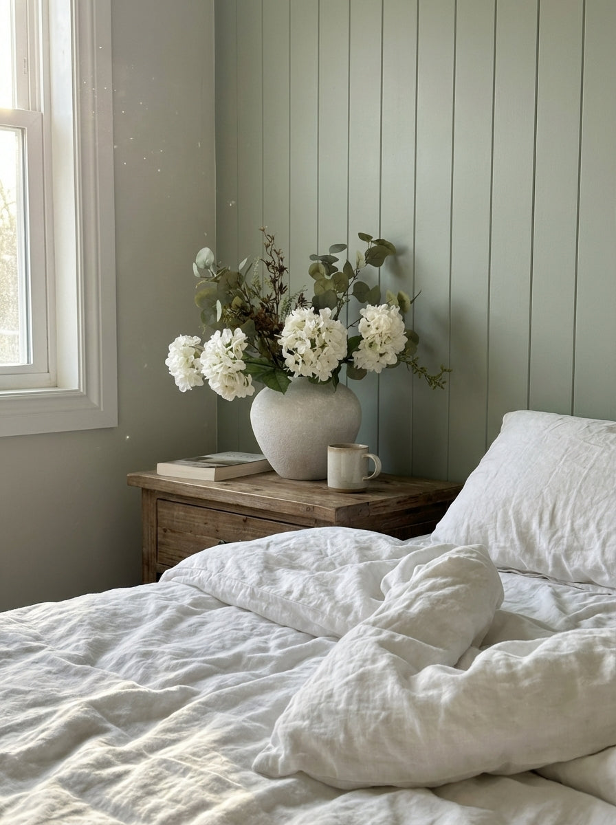 Faux Arrangement - Eucalyptus & White Hydrangea