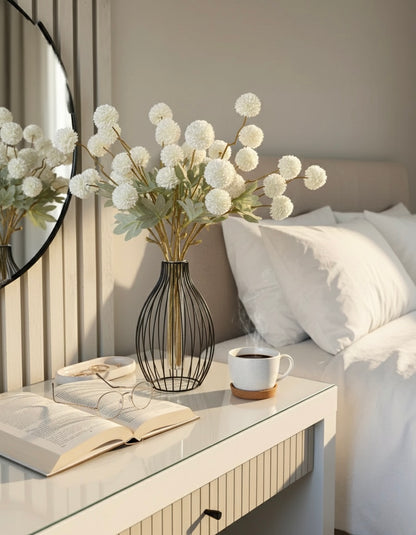 Künstliche Kiku-Blume - Weiß (10 Stiele/50 Blüten)