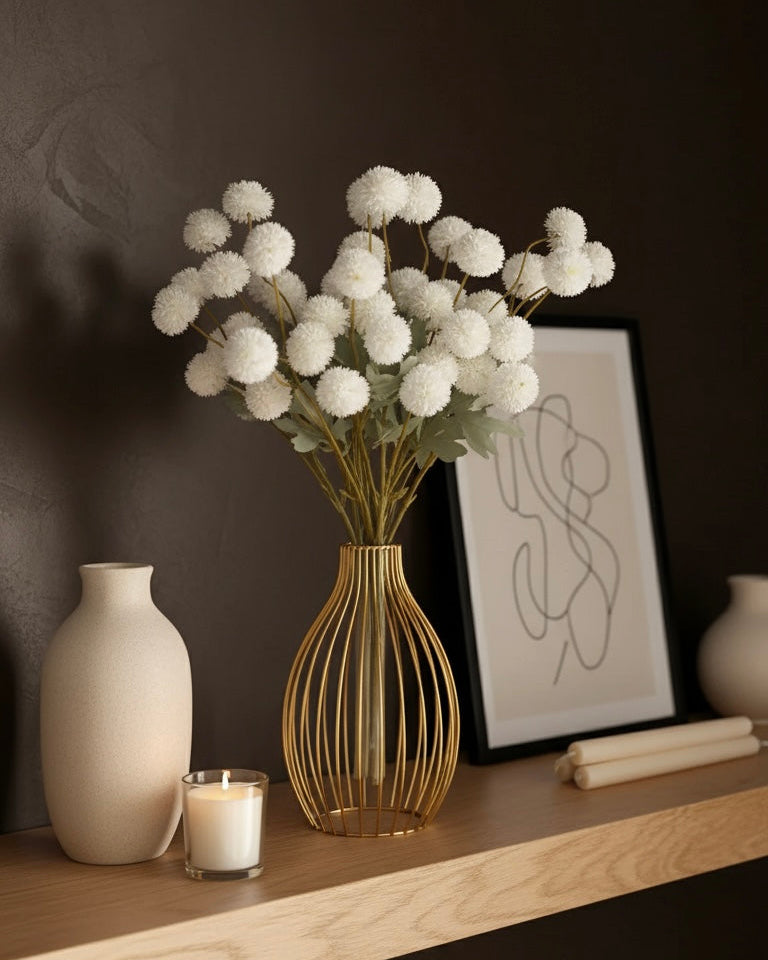 Künstliche Kiku-Blume - Weiß (10 Stiele/50 Blüten)