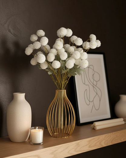 Künstliche Kiku-Blume - Weiß (10 Stiele/50 Blüten)