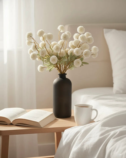 Künstliche Kiku-Blume - Weiß (10 Stiele/50 Blüten)