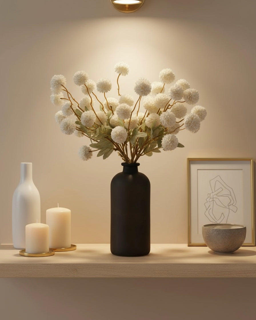 Künstliche Kiku-Blume - Weiß (10 Stiele/50 Blüten)