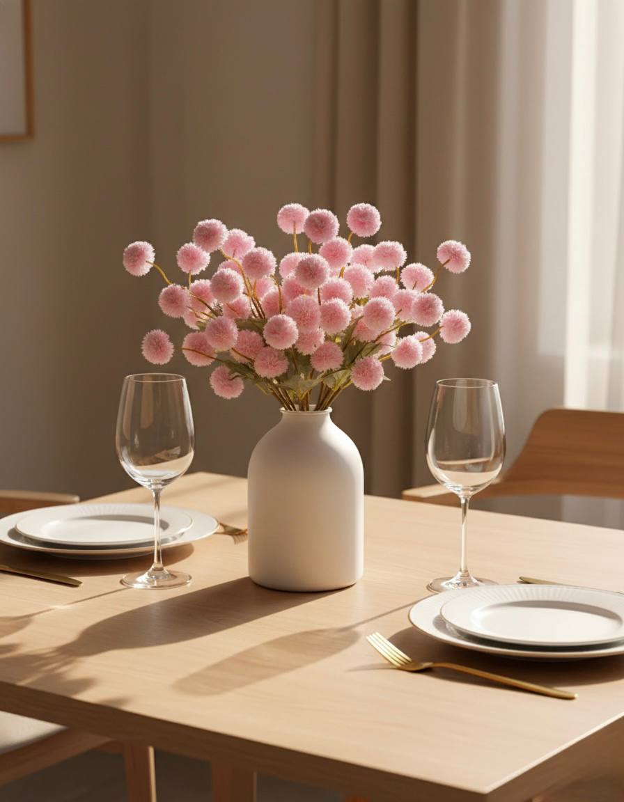 Künstliche Kiku-Blume - Pink (10 Stiele/50 Blüten)