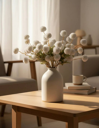 Künstliche Kiku-Blume - Weiß (10 Stiele/50 Blüten)