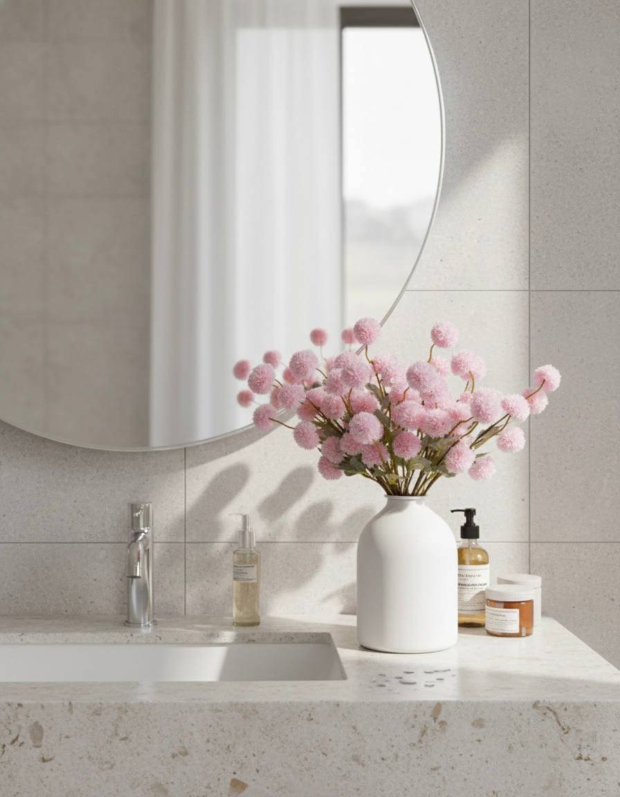 Künstliche Kiku-Blume - Pink (10 Stiele/50 Blüten)