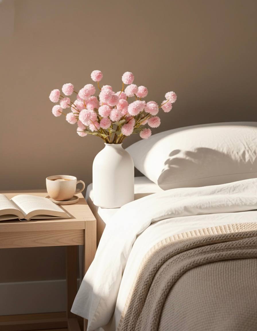 Künstliche Kiku-Blume - Pink (10 Stiele/50 Blüten)