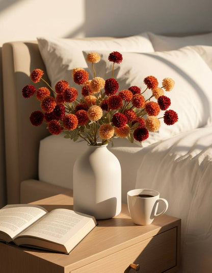 Künstliche Kiku-Blume - Umbra Sortiert (10 Stiele/50 Blüten)