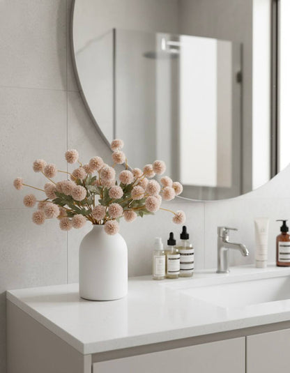 Künstliche Kiku-Blume - Creme (10 Stiele/50 Blüten)