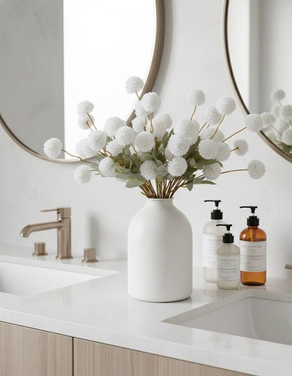 Künstliche Kiku-Blume - Weiß (10 Stiele/50 Blüten)