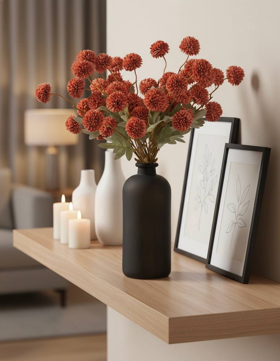 Künstliche Kiku-Blume - Umbra (10 Stiele/50 Blüten)