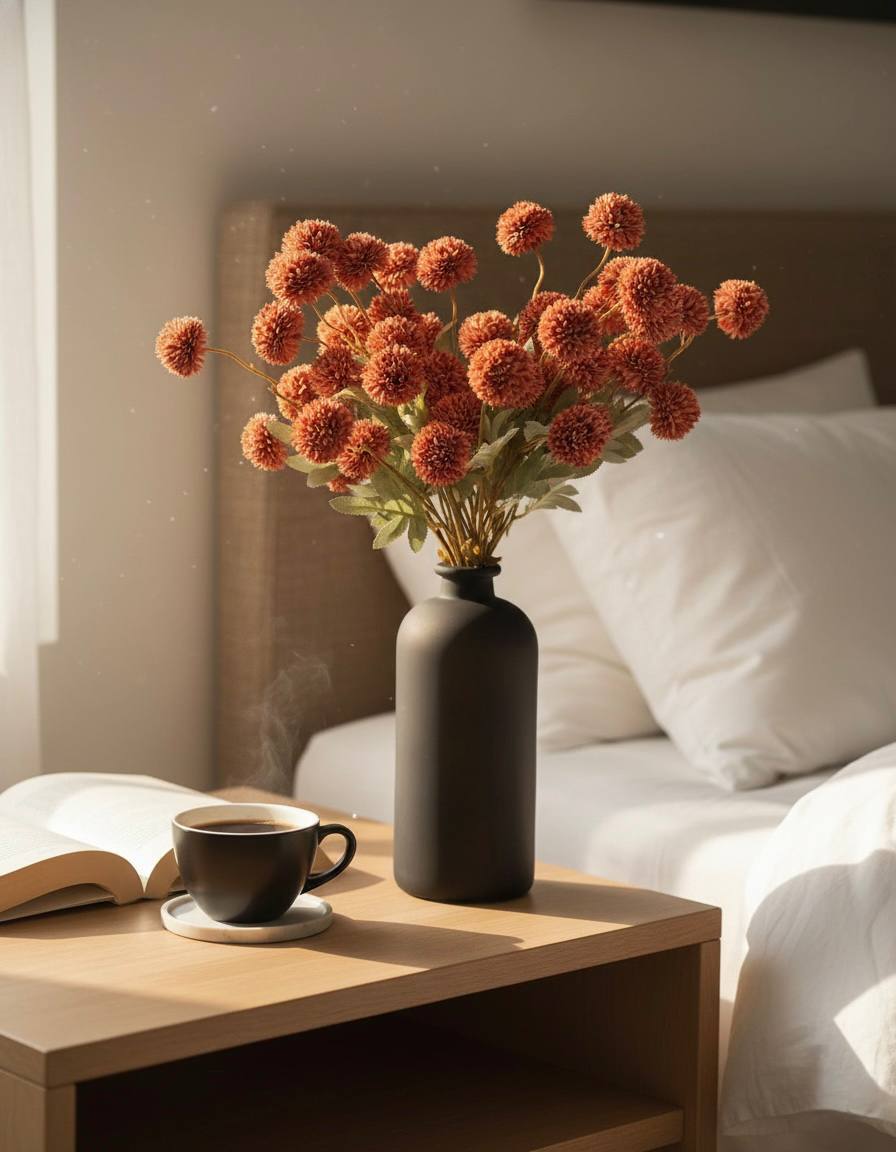 Künstliche Kiku-Blume - Umbra (10 Stiele/50 Blüten)