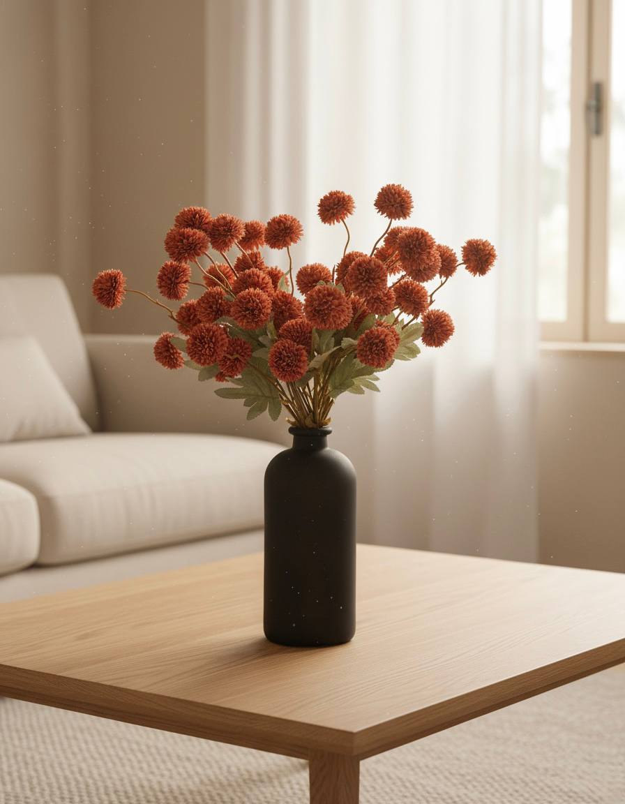 Künstliche Kiku-Blume - Umbra (10 Stiele/50 Blüten)