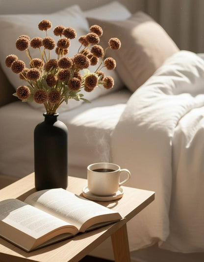 Künstliche Kiku-Blume - Braun (10 Stiele/50 Blüten)